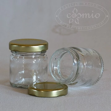 Mini üvegtégely aranyszínű fémtetővel