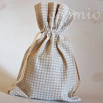 Pamutvászon zsák, nagy, kockás