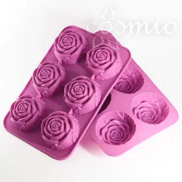 Szilikon öntőforma, nagy rózsa, pink