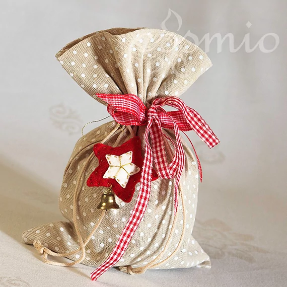 Pamutvászon zsák, kicsi, pöttyös